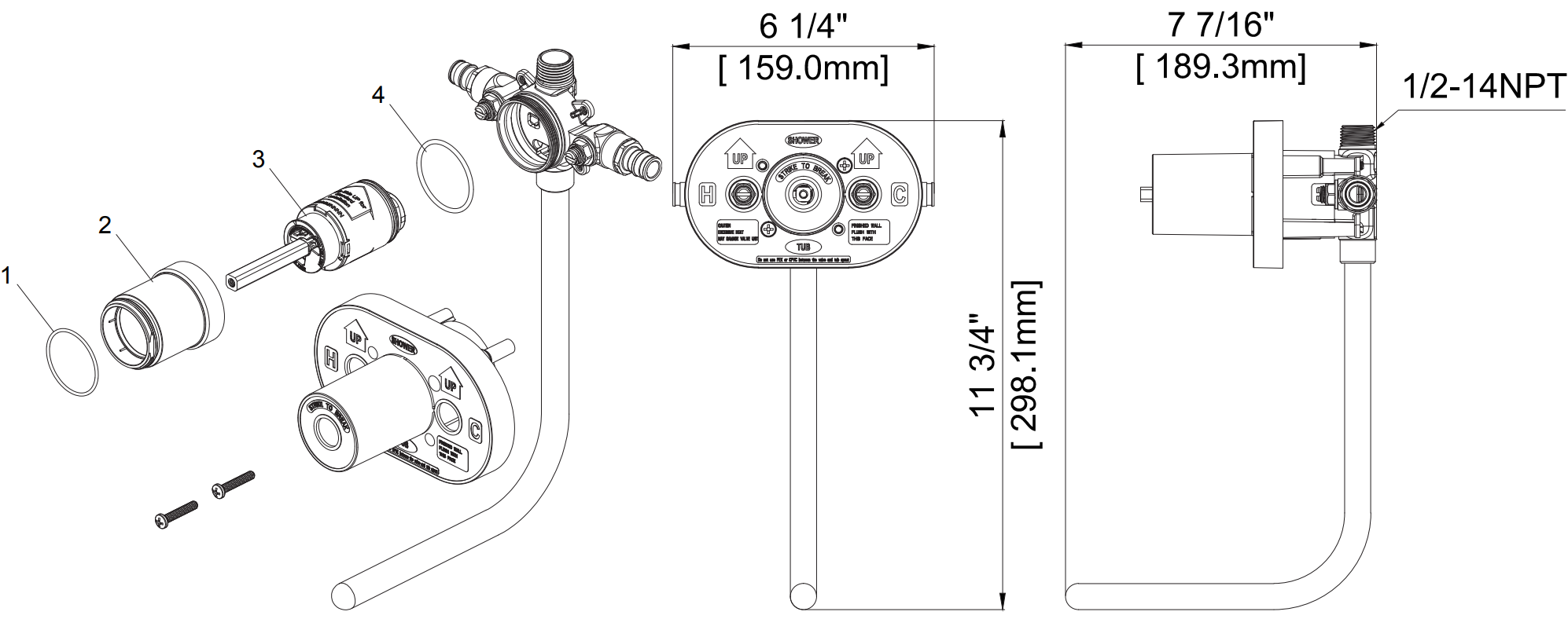 Single Control Ceramic Pressure Balancing Valve Type A Pex Connection With Stops Specifications Images