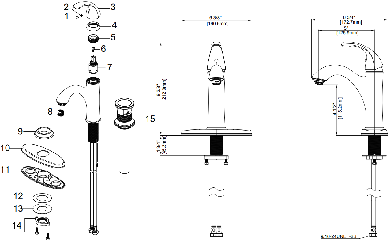 Single Handle Lavatory Faucet Specifications Images