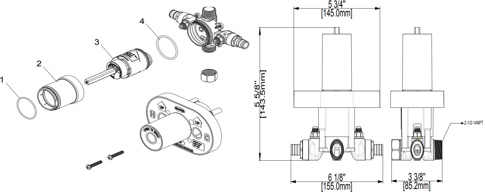 Single Control Ceramic Pressure Balancing Valve Pex Connection With Stops Specifications Images