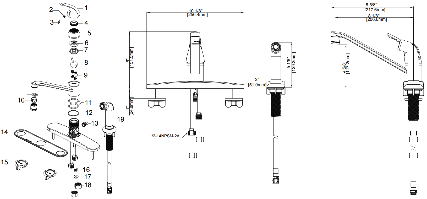 Single Handle Kitchen Faucet Specifications Images