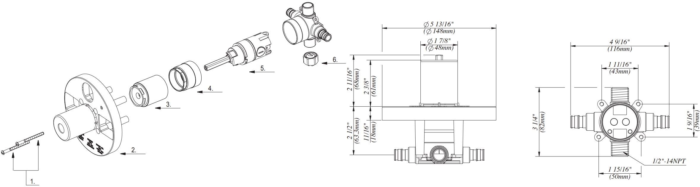Single Control Pressure Balancing Valve Type A Pex Connection Less Stops Specifications Images