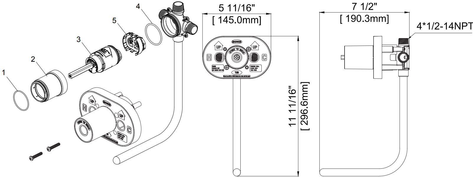 Single Control Ceramic Pressure Balancing Valve Less Stops Specifications Images