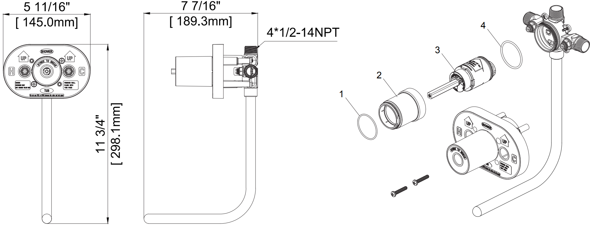 Single Control Ceramic Pressure Balancing Valve With Stops Specifications Images