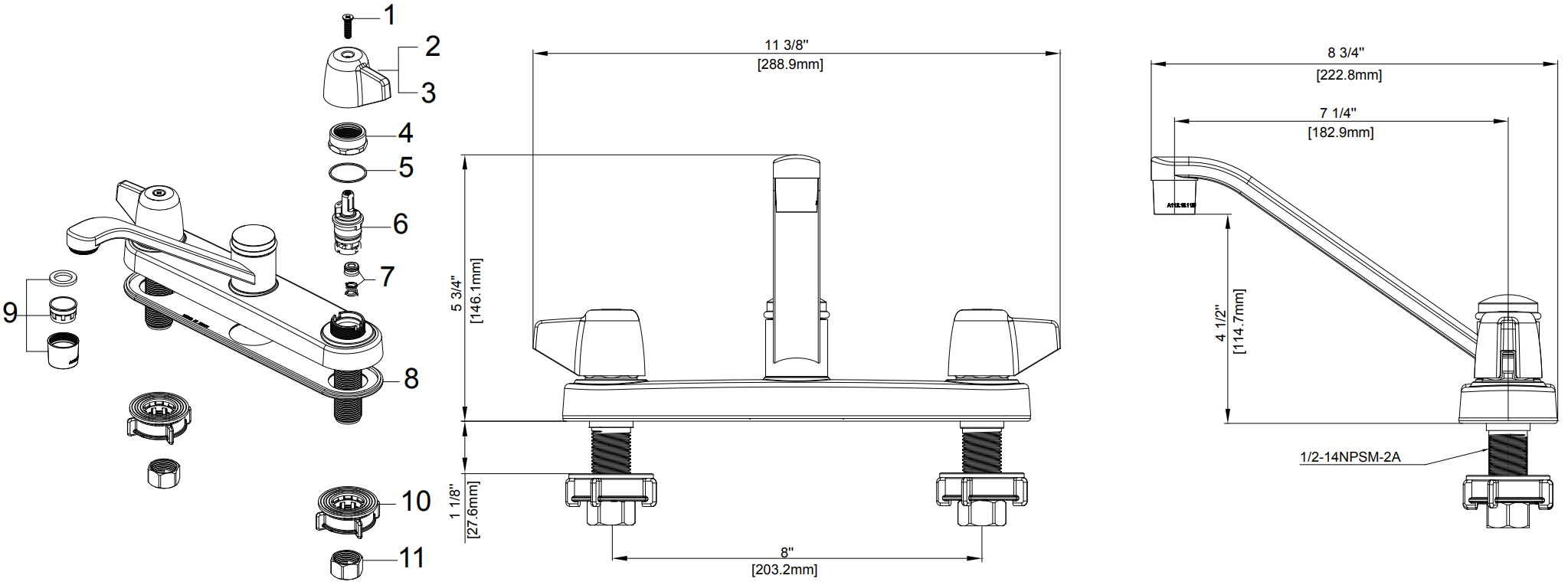 Two Handle Kitchen Faucet Specifications Images