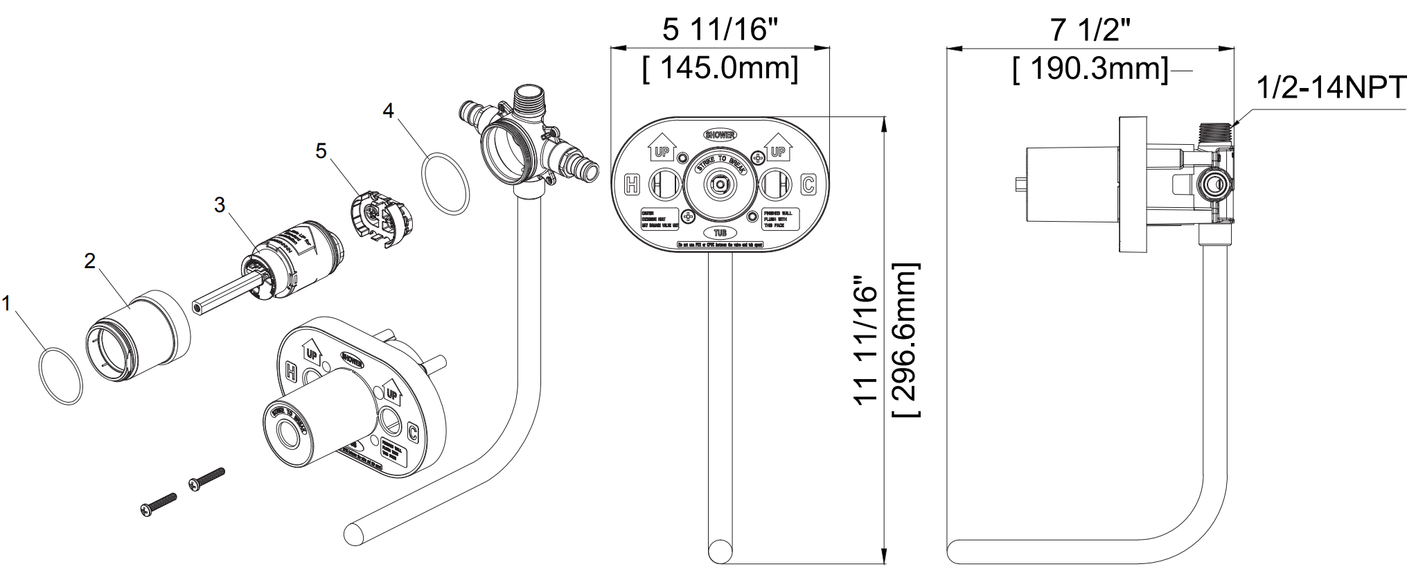 Single Control Ceramic Pressure Balancing Valve Type A Pex Connection Less Stops Specifications Images