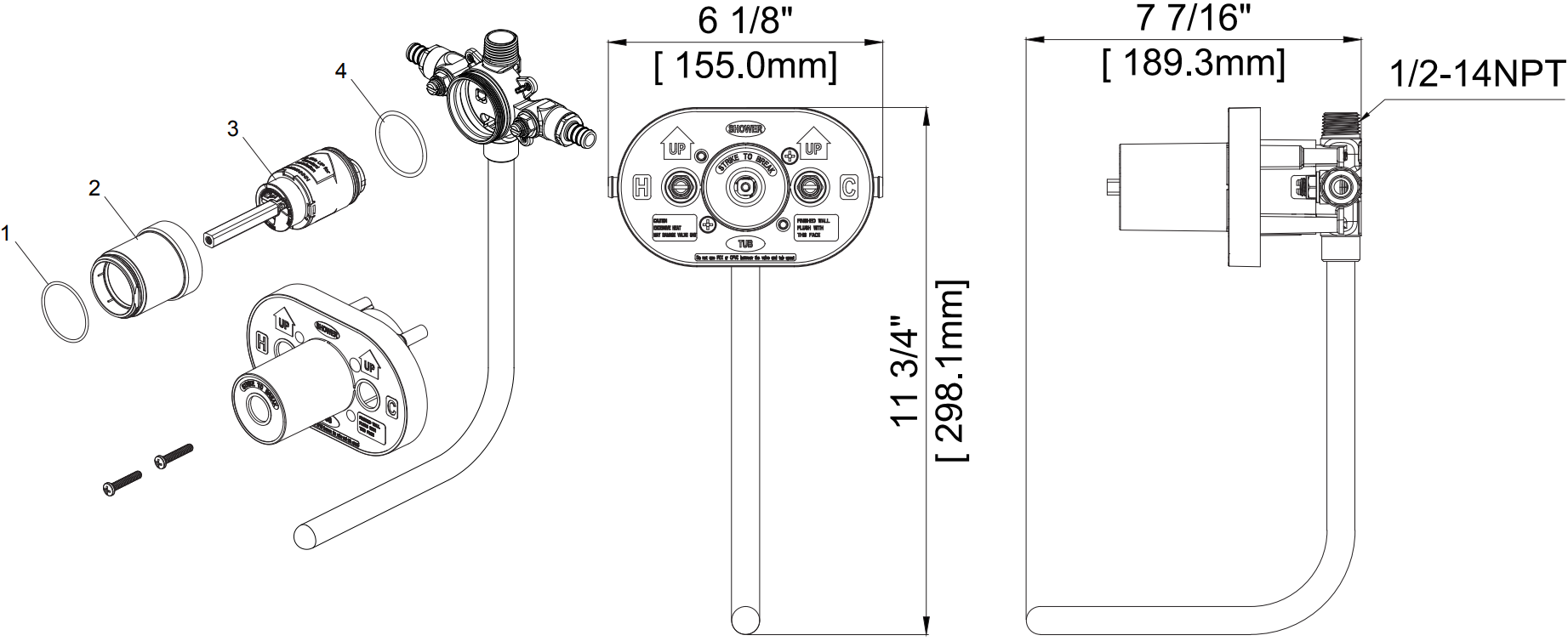 Single Control Ceramic Pressure Balancing Valve Pex Connection With Stops Specifications Images